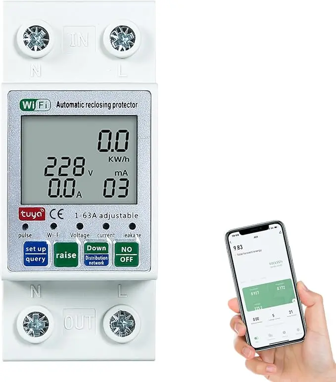 Contor electric inteligent WiFi DEWIN cu monitorizare completă 1 Contor de electricitate DEWIN, șină DIN, contor inteligent de energie Tuya WiFi