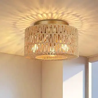 Lampă ratan tavan Boho FRIDEKO HOME – lumină caldă și durabilă 1 Lampă ratan tavan Boho FRIDEKO HOME – lumină caldă și durabilă