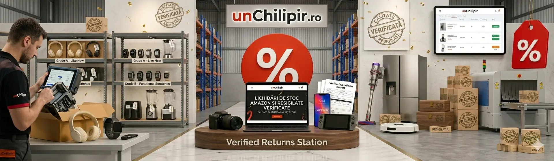 Lichidari de stoc produse ieftine,retururi si resigilate Amazon atent selectate si verificate!unChilipir este un magazin online de tip Outlet online cu reduceri si oferte 2 Lichidări de stoc Amazon și produse resigilate verificate la preț redus