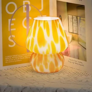 veioza de masă cu ciuperci pentru living, dormitor, lumini de noapte din sticlă, cu bec în 3 culori, lumină de noapte, lampă de noptieră, cadouri pentru prieteni,