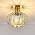 Lampă de tavan aurie mini candelabru cu cristal, lampă de tavan modernă cu abajur rotund metalic E27 lampă de tavan pentru dormitor living bucătărie hol [Clasa energetică F]