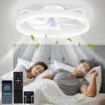 Ventilator de tavan OUTON 50 cm cu iluminare și telecomandă, 3 temperaturi de culoare, 6 viteze, lampă de tavan LED cu ventilator, ventilatoare de tavan moderne pentru dormitor, living, alb [Clasa energetică G]
