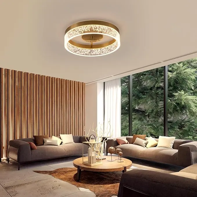 Lustra de tavan LED Qcyuui, 20 W, lampă de bucătărie cu montare plată, aurie, cu abajur acrilic transparent, Lustra de tavan LED Qcyuui, 20 W, lampă de bucătărie cu montare plată, aurie, cu abajur acrilic transparent,